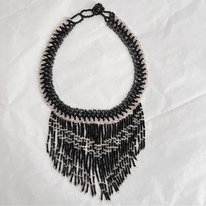 Vintage Seed Bead Boho Fringe Collar Beaded Choker Necklace